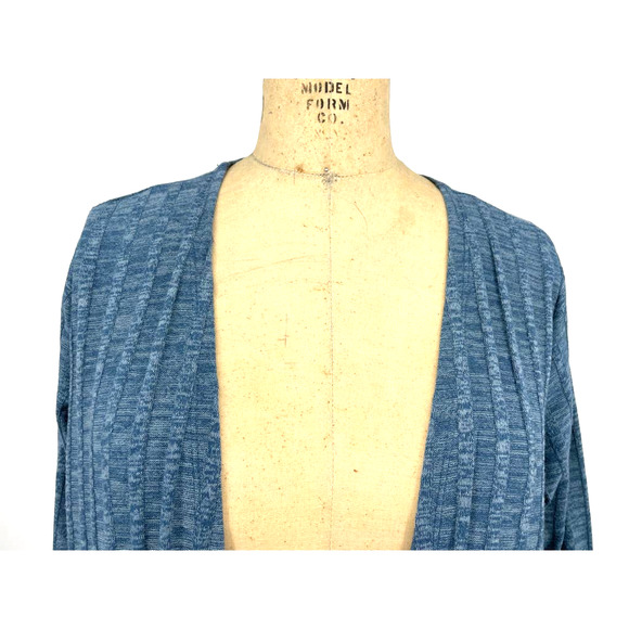 Lularoe Sarah Cardigan Duster Sweater Ribbed Blue Marl Knit M - Picture 5 of 9